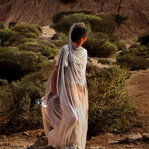 Image similar to man plays darbuka, beautiful bellidancer girl walks around Socotra among endemic plants, flowers and snags in a long transparent flowing dress and meets mystical animals, mystical insects, mystical birds, lizards, snakes, gorgeous, hypnotic dimensions, ruan jia, steve mccurry, Zdzislaw Beksinski style, sharp focus, intricate concept art, digital painting, ambient lighting, 4k, hdt, artstation trending on Gsociety, trending on ArtstationHQ, hyper quality, 16K