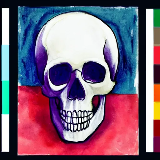 Image similar to color palette and a skull