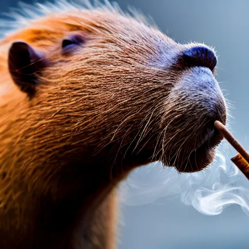 Prompt: Capybara smoking cigar