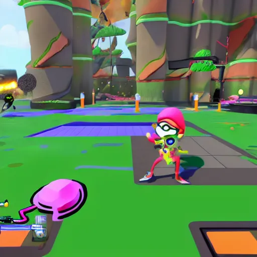 Image similar to Splatoon as a Fall Guys game, in game screenshot, realistic game engine