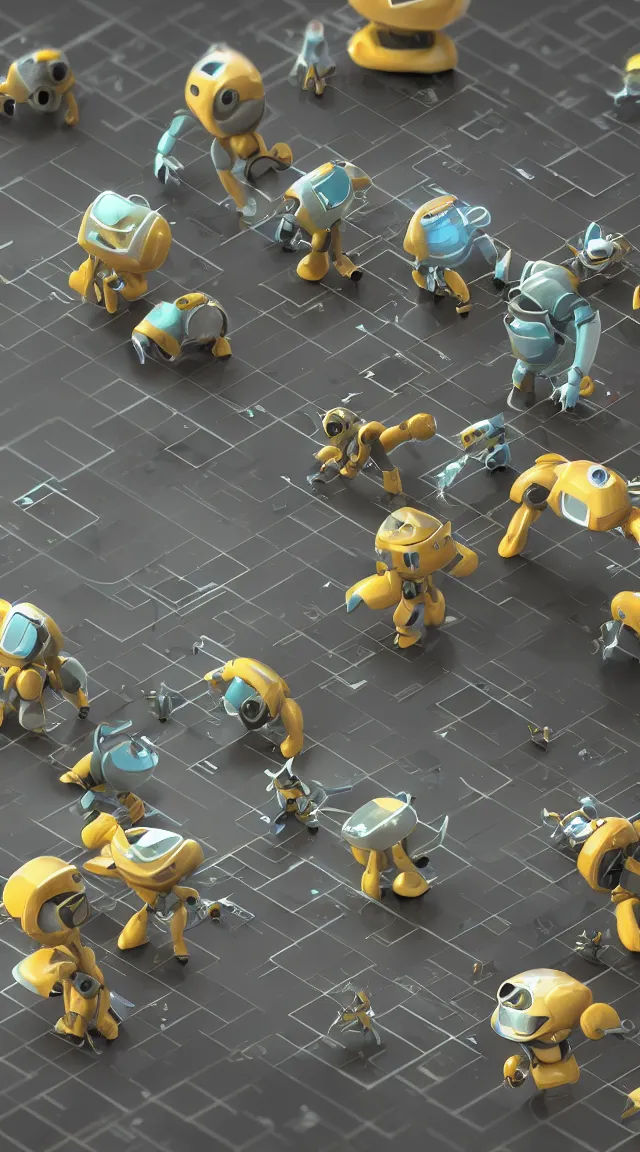 Image similar to tiny robots in a tiny world, hyper detailed, sharp focus, bokeh, unreal engine, ray tracing, cute,