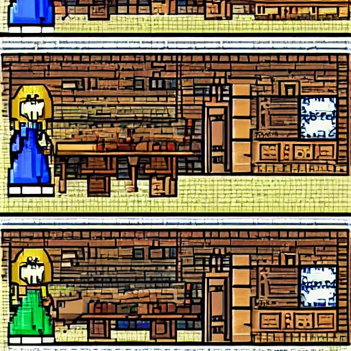 Image similar to two women holding hands in medieval fantasy kitchen, 8 bitfiction, pixel art