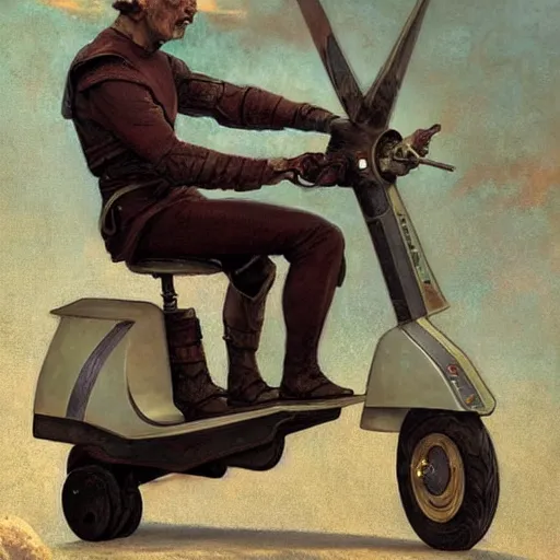 Image similar to STAR TREK scooter designed in ancient Greece, (SFW) safe for work, photo realistic illustration by greg rutkowski, thomas kindkade, alphonse mucha, loish, norman rockwell