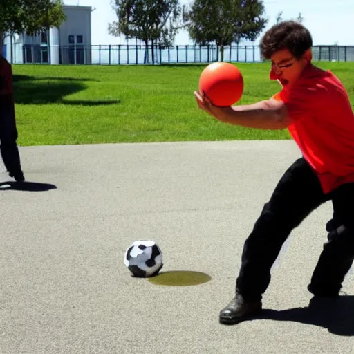 Image similar to radioactive demon core being used as a hacky sack