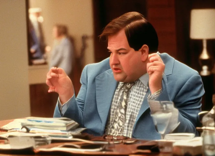 Image similar to Kevin Malone as Gordon Gecko in Wall Street 1987