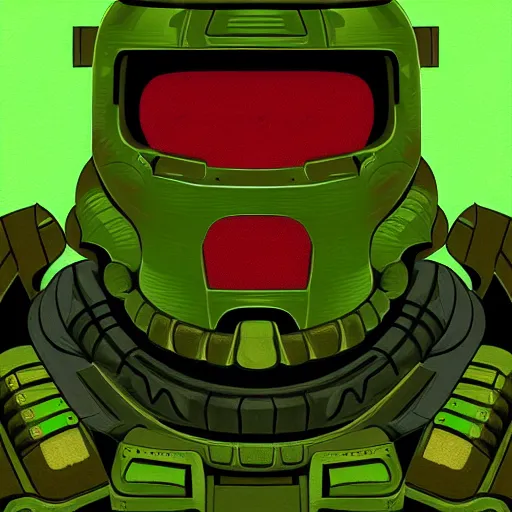 Image similar to portrait of doomguy, highly detailed, centered, digital painting