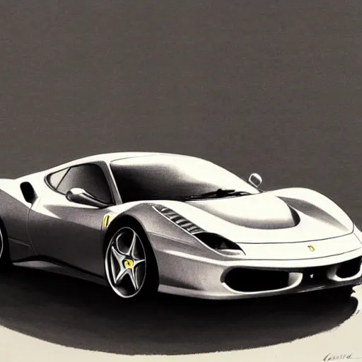 Image similar to ferrari scene drawn by greg rutkowski