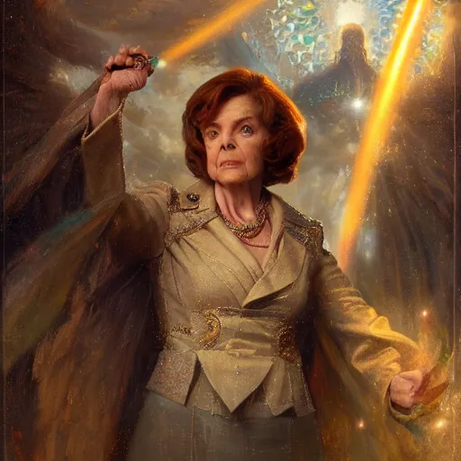 Image similar to dianne feinstein as doctor who, radiant light, caustics, heroic, bright iridescent light, by gaston bussiere, bayard wu, greg rutkowski, maxim verehin