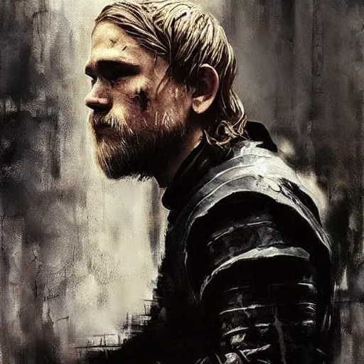 Prompt: game of thrones themed charlie hunnam jeremy mann painting