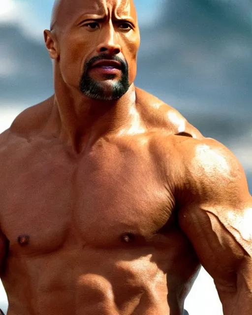 Image similar to film still close up shot of dwayne johnson as maximus from the movie gladiator. photographic, photography