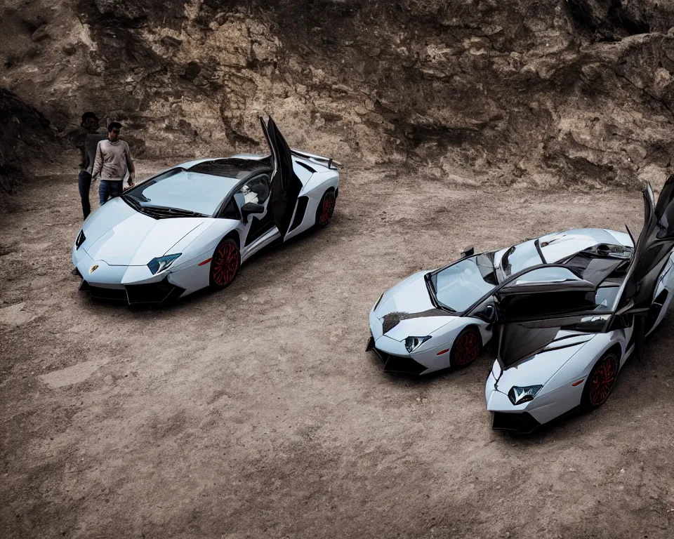 Image similar to lamborghini aventador photoshoot, cinematic,, kotdwara background, uttarakhand, photography by alexey kurylev, beautiful, india, heavily detailed