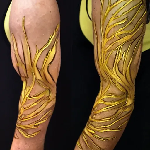 Image similar to arm with golden glowing veins