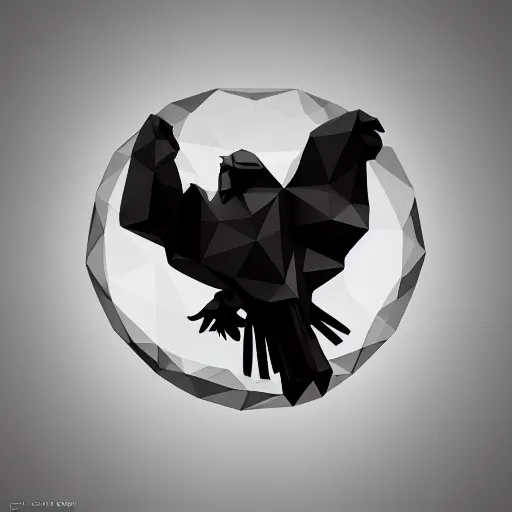 Prompt: 2 dimensional, vector, low poly, clear crystal eagle icon, black background, cgsociety, artstation, octane render