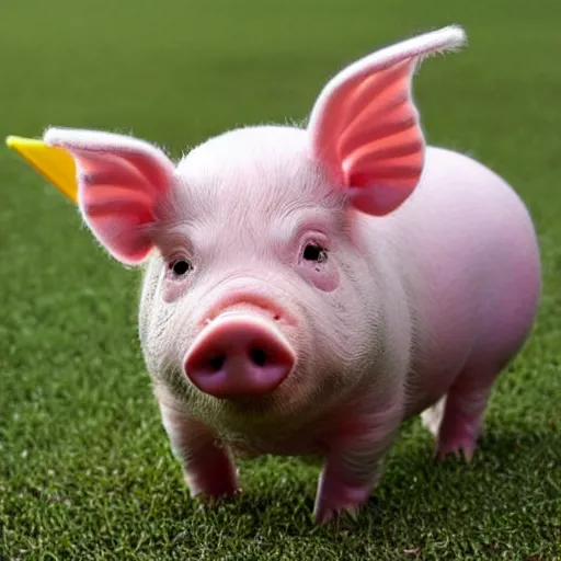 Image similar to miniature pig wearing a sunhat, piglet, piggy, baby animal, cute, adorable, summer