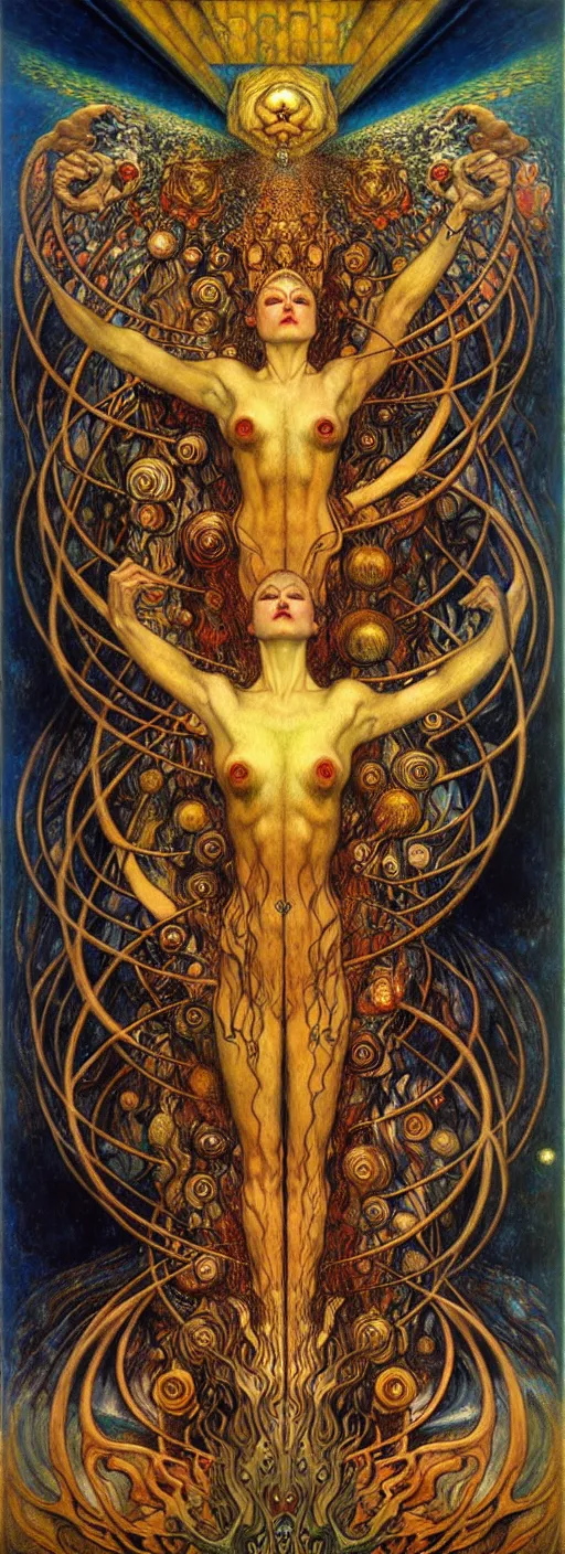 Image similar to Divine Chaos Engine by Karol Bak, Jean Delville, William Blake, Gustav Klimt, and Vincent Van Gogh, symbolist, visionary