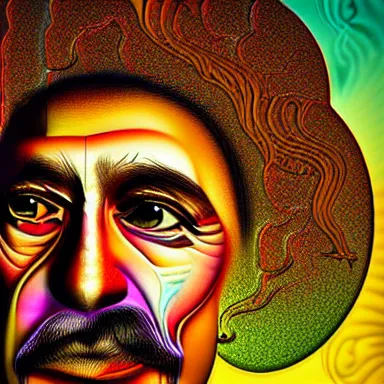 Image similar to portrait of a uncanny artist by Chor Boogie and Salvador Dali collaboration, digital art, mix of aesthetics, close up, high details