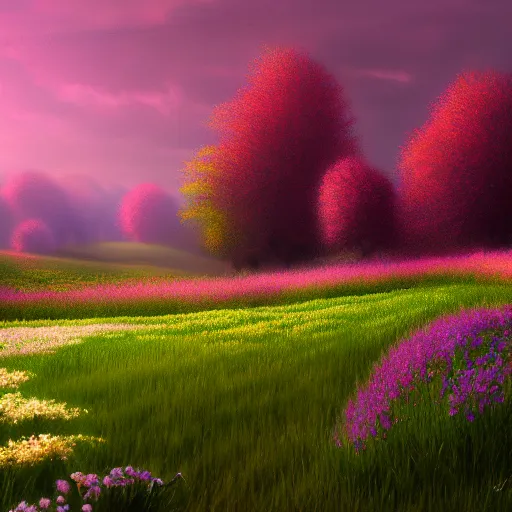 Prompt: of flower meadow inspired by evgeny lushpin, focus, 8 k, cinematic, cinematic