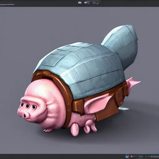 Image similar to Isometric 3D Fantasy Cute and adorable alien piggy spacecraft, Smooth 3D Illustration, soft render, Servando Lupini, Daniil Kudriavtsev, handpaint texture, Blender, 3DCoat