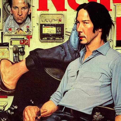 Image similar to keanu reeves portrait art by norman rockwell