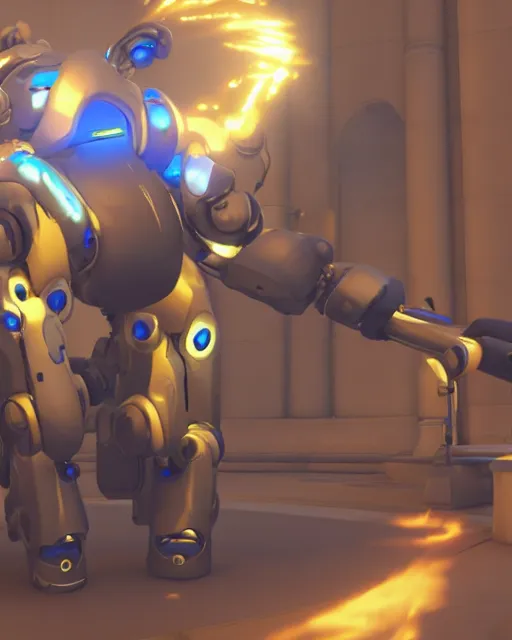 Image similar to robot omnic catholic priest in overwatch