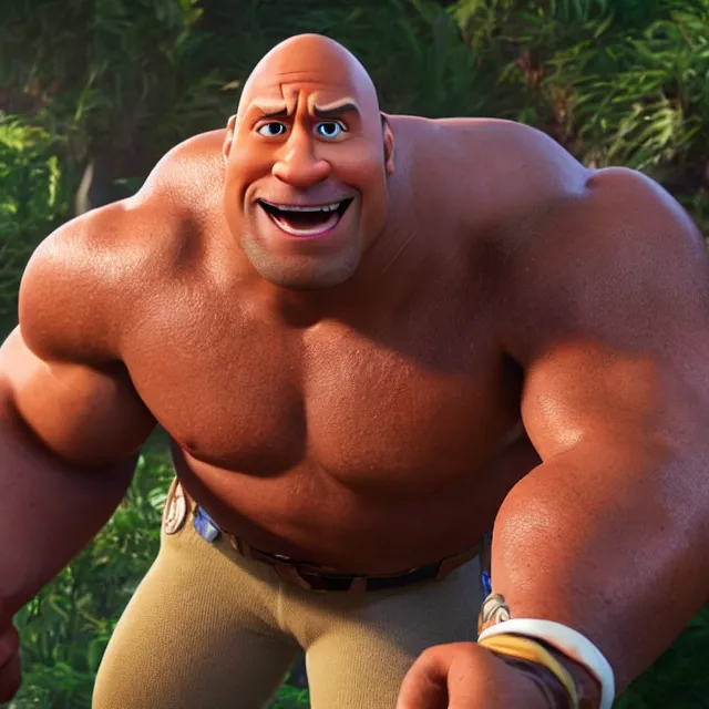 Image similar to dwayne johnson as a pixar disney character from up 2 0 0 9 unreal engine octane render 3 d render photorealistic