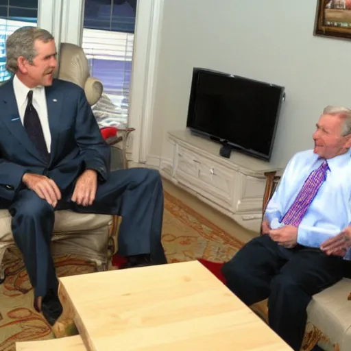 Prompt: George W. Bush playing Super Smash Brothers: Melee on the Nintendo Gamecube