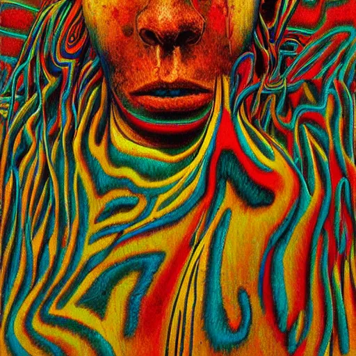 Prompt: by Zdislav Beksinski psychedelic pattern tribal with high definition details, ultra high resolution, lot of details, denoise