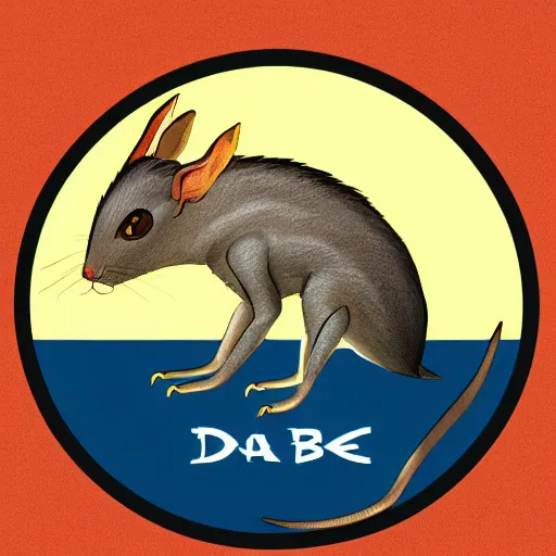 Image similar to circular logo of a stylized muad'dib jerboa from dune