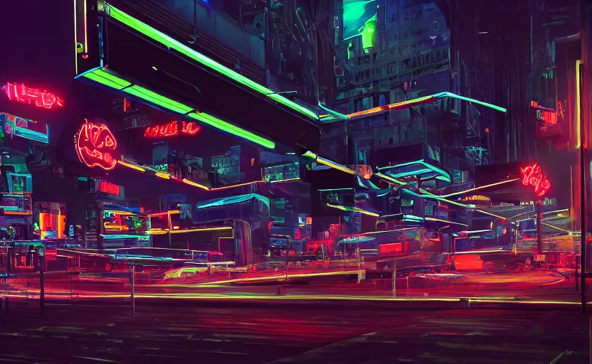 Prompt: futuristic neon signs in a scene of ( millions of people ) waking up, ( robot cyborgs ), futuristic oil painting by jeff koonz, ( ( led panel screens and projections ) ), ( ultra realistic ), dynamic lighting, octane render, ( ( vertical led lighting ) ), 3 5 mm lens, film grain