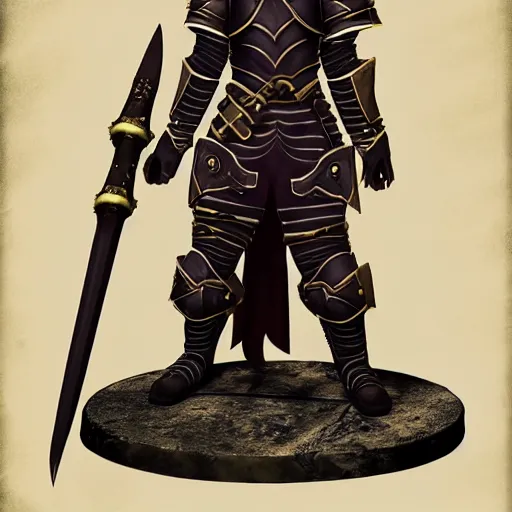 Image similar to quarter length vogue fashion photo portrait of a dark tabby tabaxi paladin, halberd, plate armor, d & d