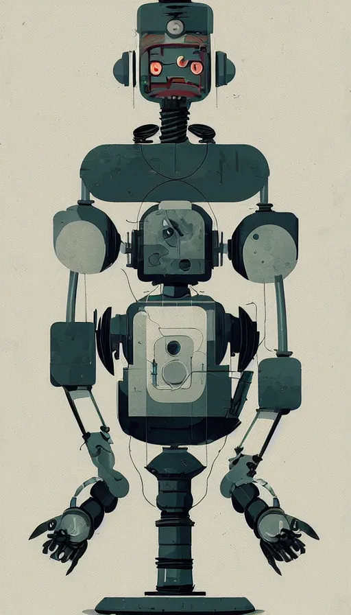 Prompt: an atompunk robot, portrait, head and chest only, humanoid, sharp focus, james gilleard, cinematic, game art, print