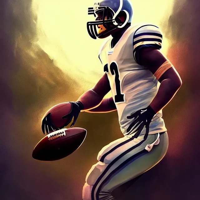 Prompt: epic professional digital art of 🏈 🍗 🚀 🤔, best on artstation, cgsociety, wlop, Behance, pixiv, astonishing, impressive, outstanding, epic, cinematic, stunning, concept art, gorgeous, much detail, much wow, masterpiece, art nouveau, surreal.