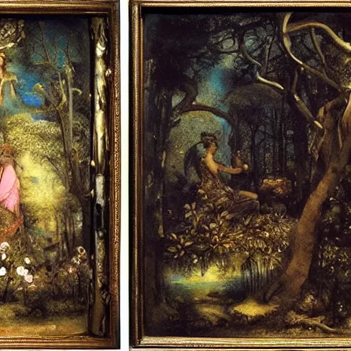 Image similar to a beautiful ivory and gold filigree forest, daguerreotype by pontormo, by gustave moreau, by Bosch, art noveau, highly detailed, strong lights, liminal, eerie, Bright pastel colors