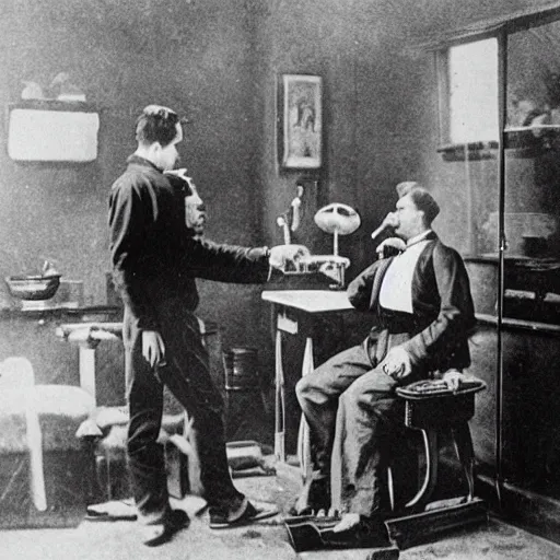 Prompt: a visit to a dentist back in 1 8 9 2
