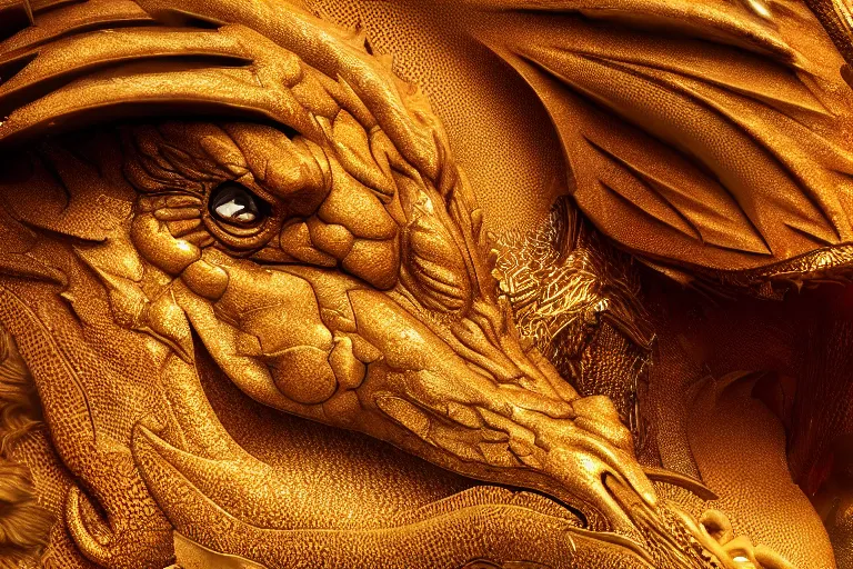Prompt: cinematic closeup portrait of a golden dragon in a sandstorm, detailed textures, dramatic lighting, unreal engine, cgsociety, artstation, 4k