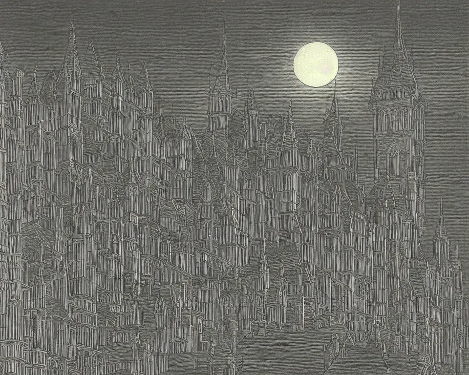 Prompt: achingly beautiful print of British Parliament bathed in moonlight by Hasui Kawase and Lyonel Feininger.