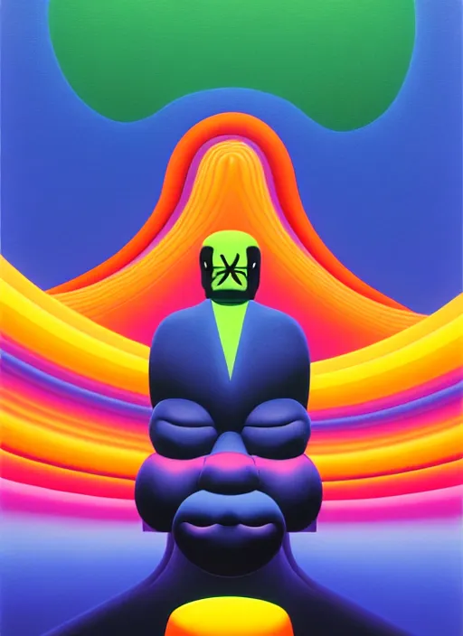 Prompt: mask by shusei nagaoka, kaws, david rudnick, airbrush on canvas, pastell colours, cell shaded, 8 k