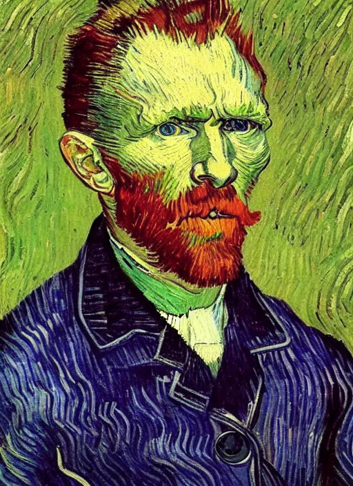 Prompt: a ultra detailed portrait of Vincent van Gogh with 3 ears, style Annie Leibovitz