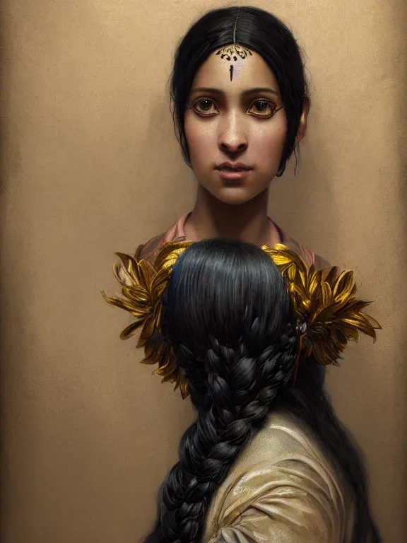 Prompt: beautiful portrait of a minority female wearing fantastic costume,pigtail,intricate, elegant, highly detailed, dim volumetric lighting, 8k,octane,post-processing,digital painting, trending on artstation, concept art, smooth, sharp focus, illustration,by Tom Bagshaw and Daniel Gerhartz and Albert Aublet and Lawrence Alma-Tadema and alphonse mucha