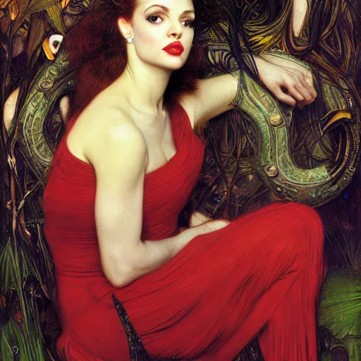 Prompt: portrait of a hybrid of a hybrid of judy garland and angelina jolie and a hybrid of liza minelli and britney spears, holman hunt, john william waterhouse, kilian eng, rosetti, john everett millais, william holman hunt, 4 k