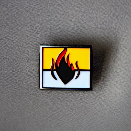 Image similar to retro minimalistic clean fire warning enamel pin