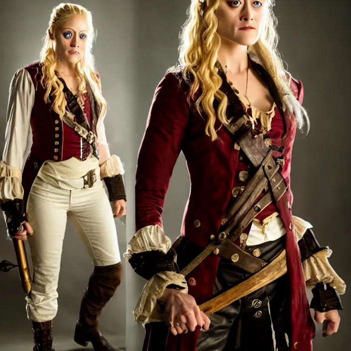 Prompt: full body photograph of olivia taylor dudley as a pirate. extremely detailed. 8 k