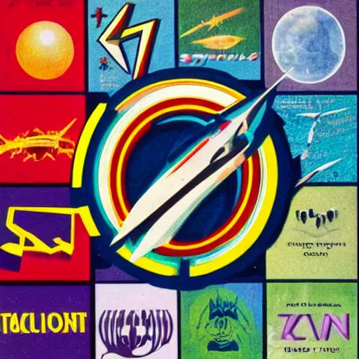 Prompt: 1970s sci-fi publisher logo
