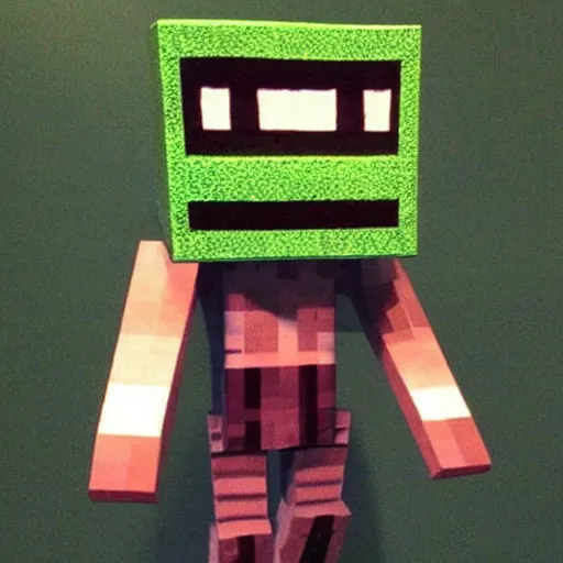 Image similar to Minecraft monster in real life