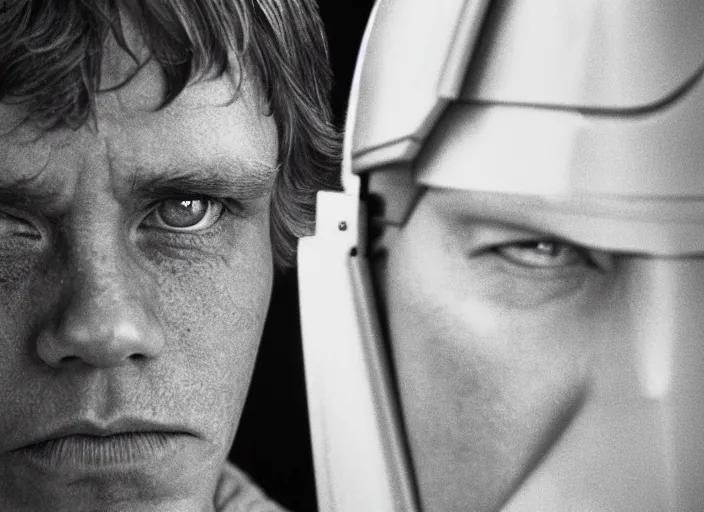 Image similar to stunning detailed portrait of luke skywalker at the new jedi temple. return of the jedi. 1988, Photographed with Leica Summilux-M 24 mm lens, ISO 100, f/8, Portra 400