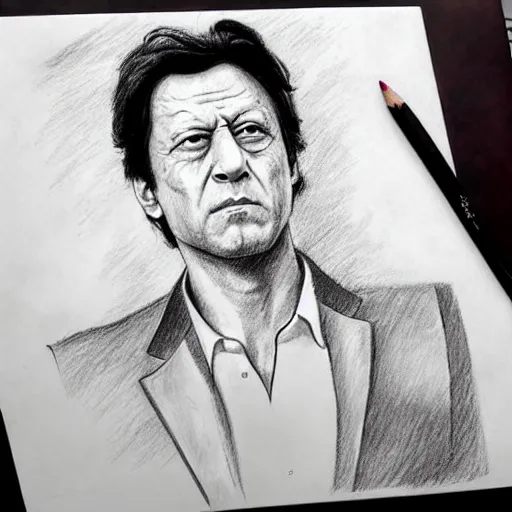 Image similar to imran khan fighting against corrupt system alone, pencil sketch art