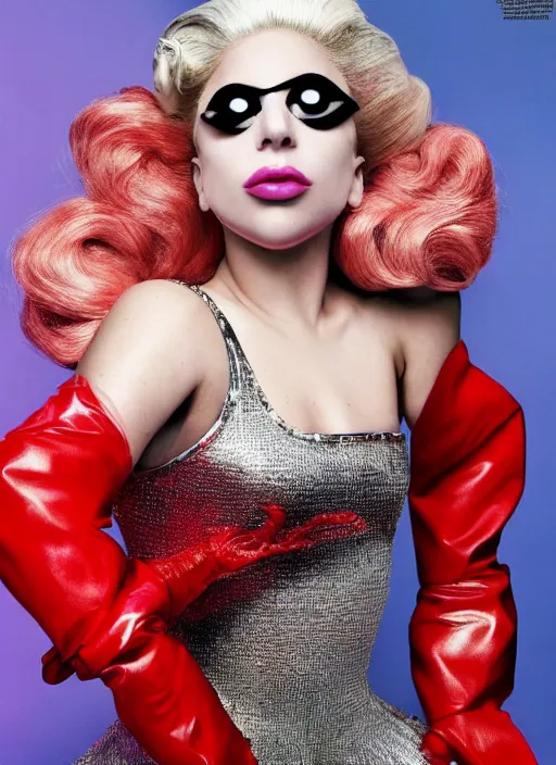 Image similar to lady gaga in an super mario themed photoshoot, nick knight, annie leibovitz, posing, style, vogue magazine, highly realistic. high resolution. highly detailed. dramatic. 8 k. 4 k.