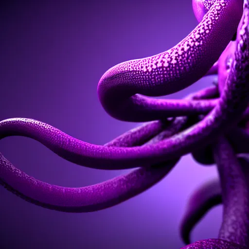 Image similar to purple tentacles. super realistic 8 k render of a dark hooded powerful elegant, cinematic composition