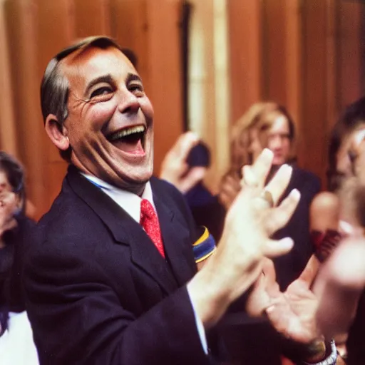 Image similar to Former House Speaker John Boehner dancing his heart out. CineStill