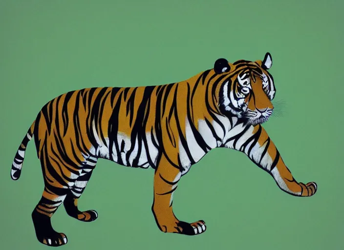 Image similar to a tiger in the centella asiatica in eyvind earle style